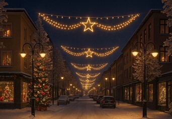 Näyttävät jouluvalot Hämeenkadulle